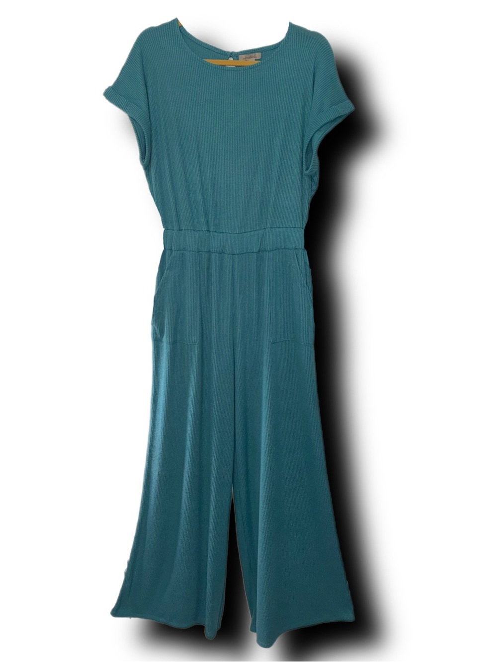 NWT Wonderly Wide-Leg Teal Ribbed Knit Jumpsuit